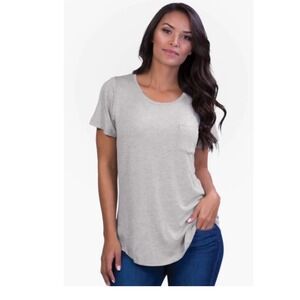 Belly Bandit Nursing T-Shirt White Bamboo Viscose Blend Scoop Neck Large L